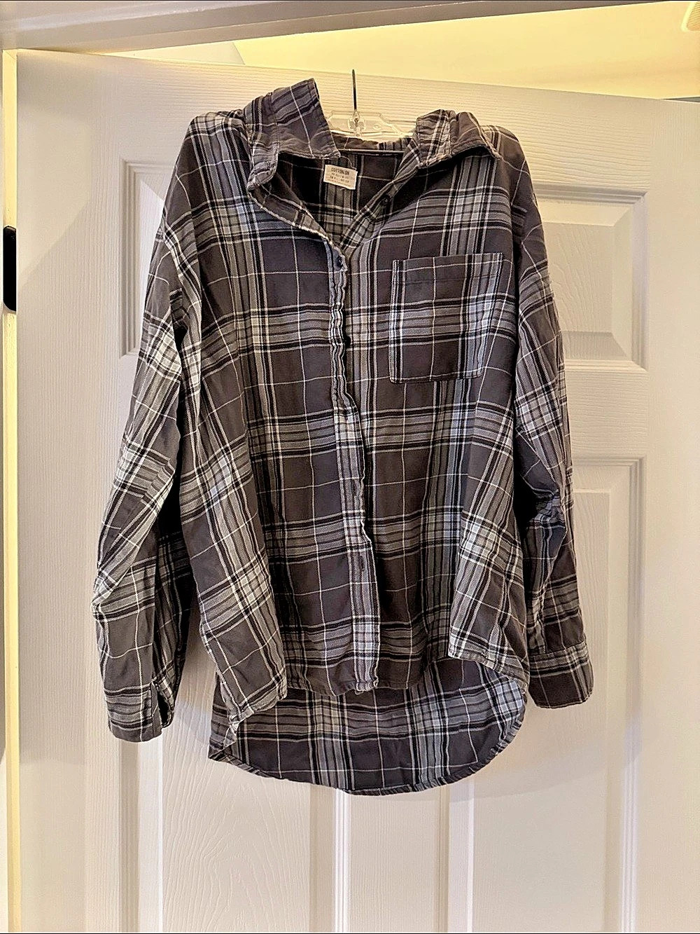 Cotton On Plaid Button Down Cotton Shirt Size 6 NWT